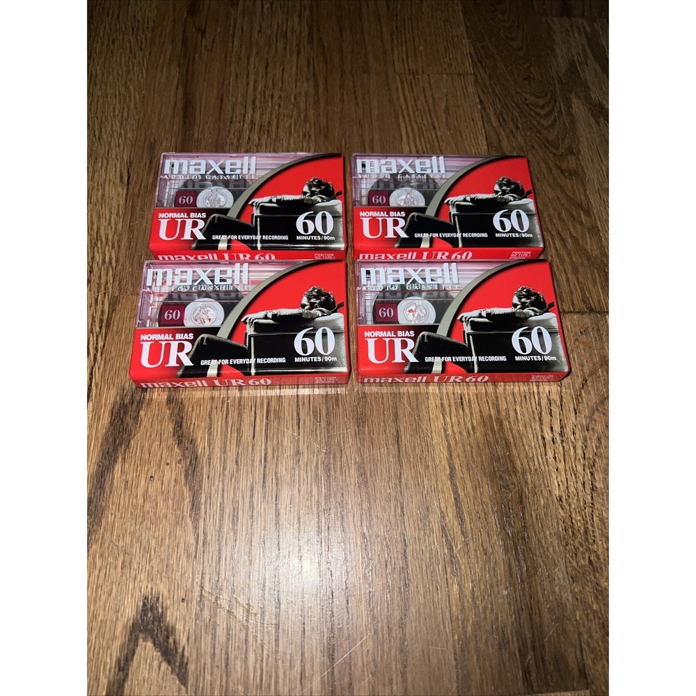 Lot of 4 New Sealed MAXELL UR 60 Minute Blank Audio Cassette Tapes - Picture 2 of 7